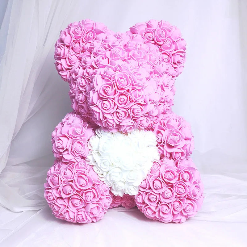 1pcs 25cm Rose Bear Artificial Foam Rose Flower Teddy Bear Valentines Day Gift Birthday Party Spring Wedding Party Decoration