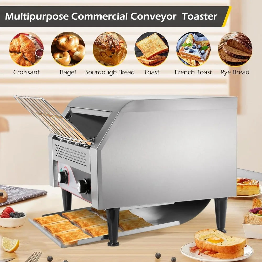 Commercial Toaster 450 Slices/Hour Conveyor Toasters for Restaurant 2600W Conveyor Belt Toaster Oven for Bagel Bread