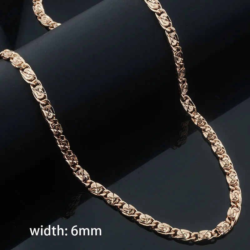 10 Style 50cm 60cm Men Women Necklace 585 Rose Gold Color ChainJewelry