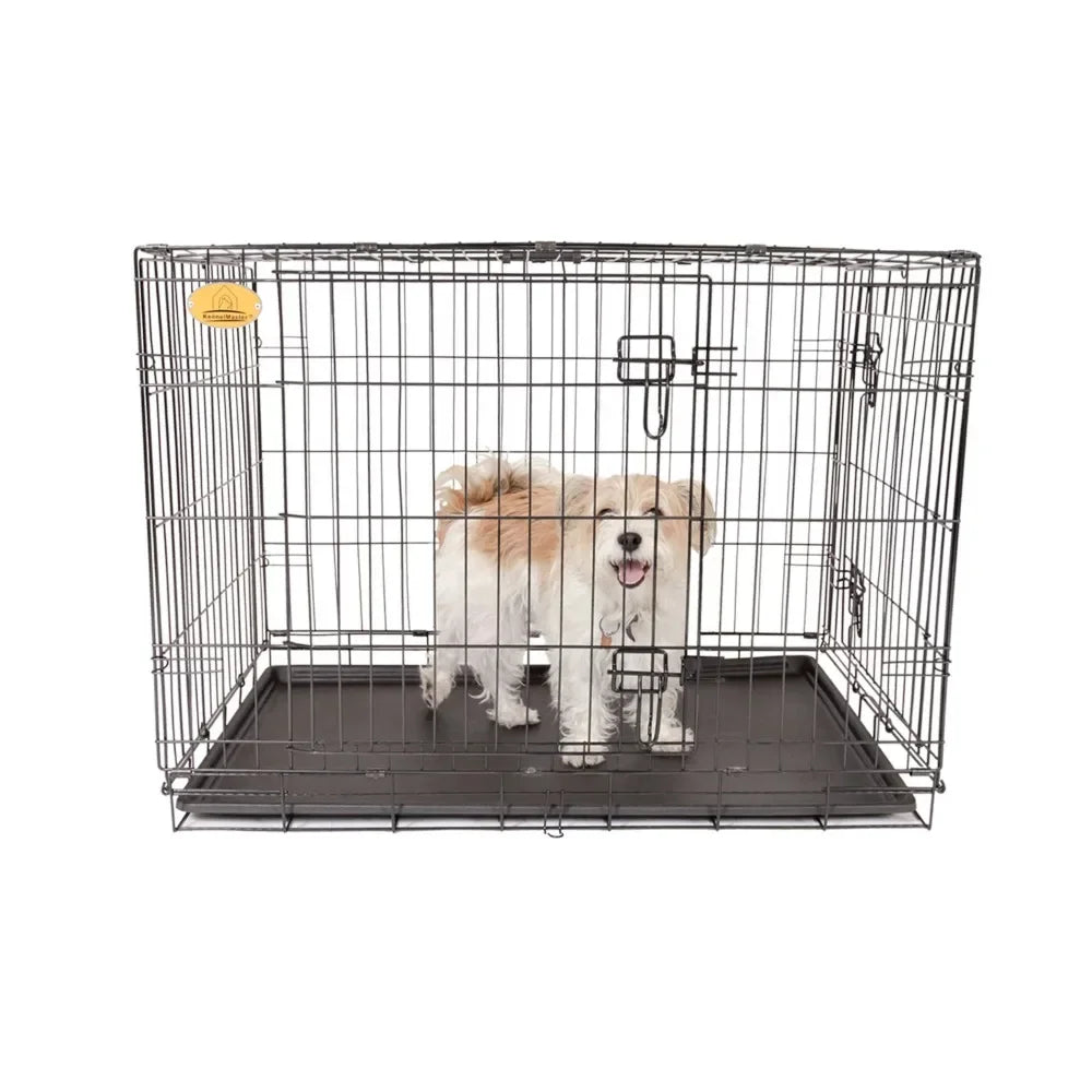 Double Door Folding Wire Dog Crate, Black, Medium, 36"L