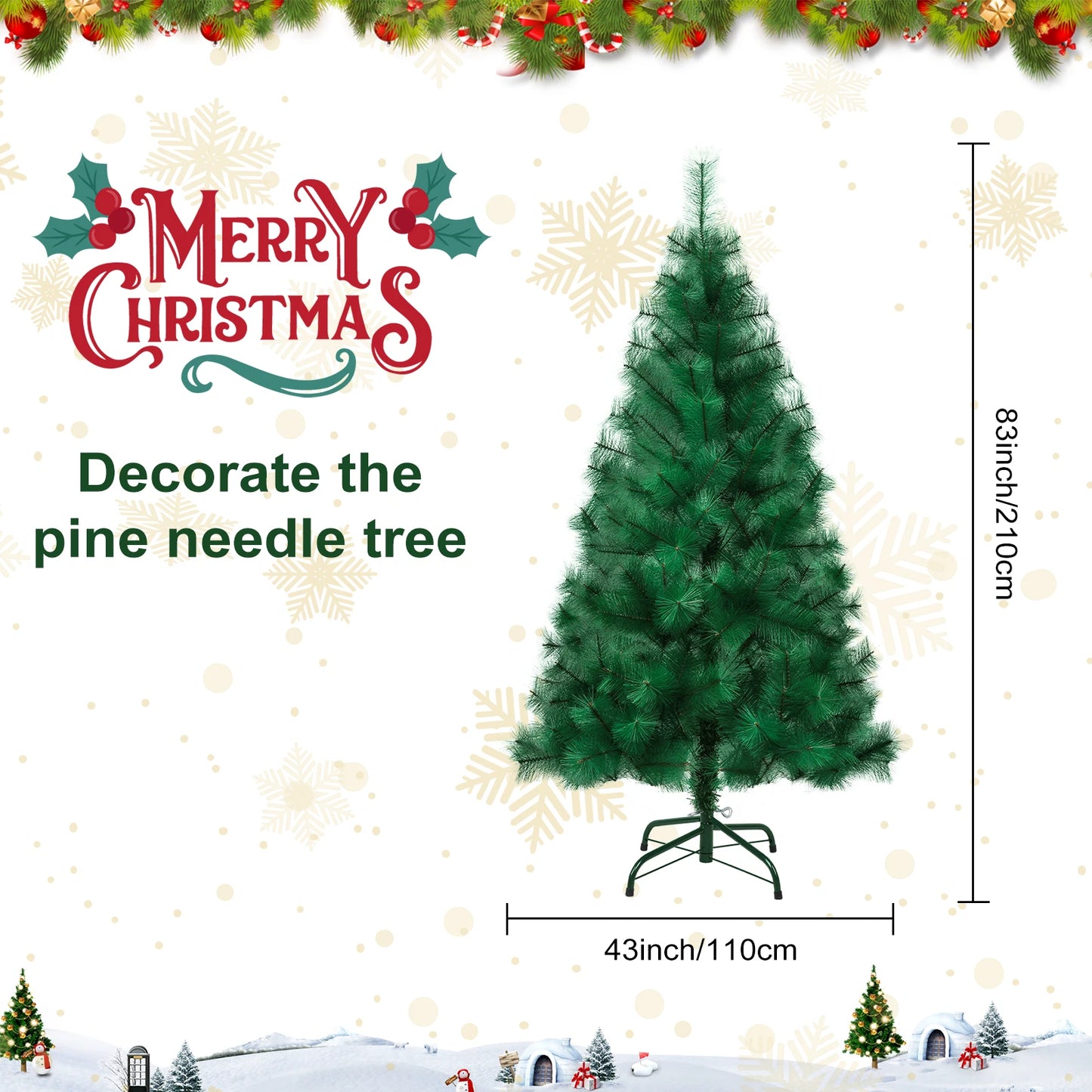 5FT/6FT/7FT pine needle Christmas tree simulation pine needle tree tender leaves Christmas decoration pine needle tree