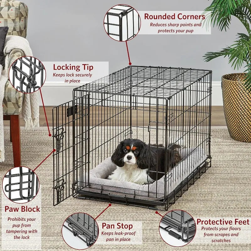 Medium Dog Cage 30 Inch Double Door Folding Metal Dog Cage