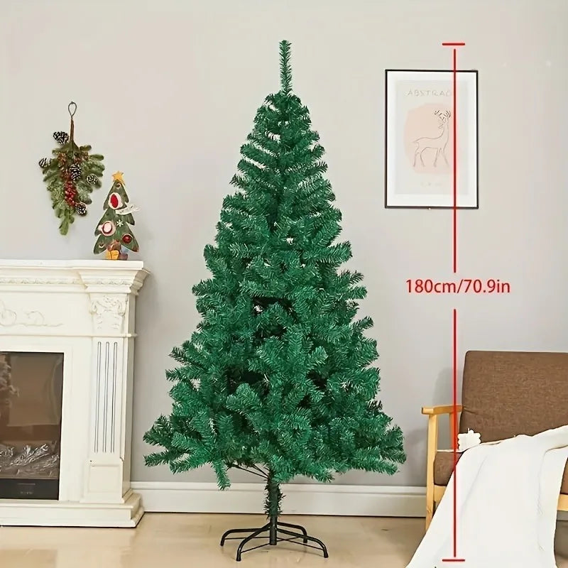 Christmas Ball Christmas Tree Ornament Artificial Christmas Tree With Foldable Stable Metal Stand, Premium Green Artificial