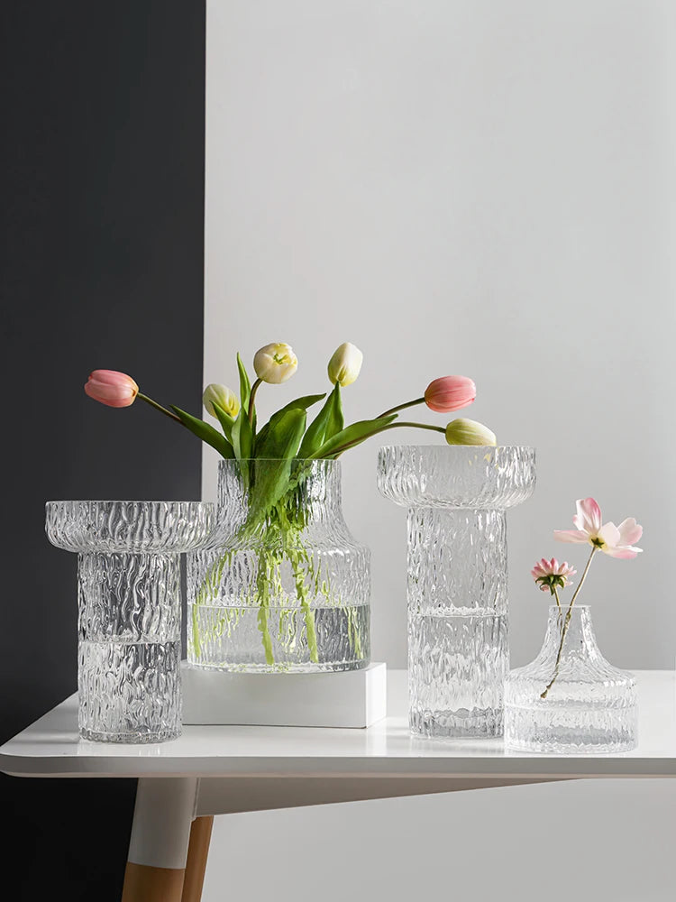 Modern Crystal Glass Vase Crafts Countertop Hydroponic Flower Vase Flower Arrangement Container Wedding Living Room Decoration