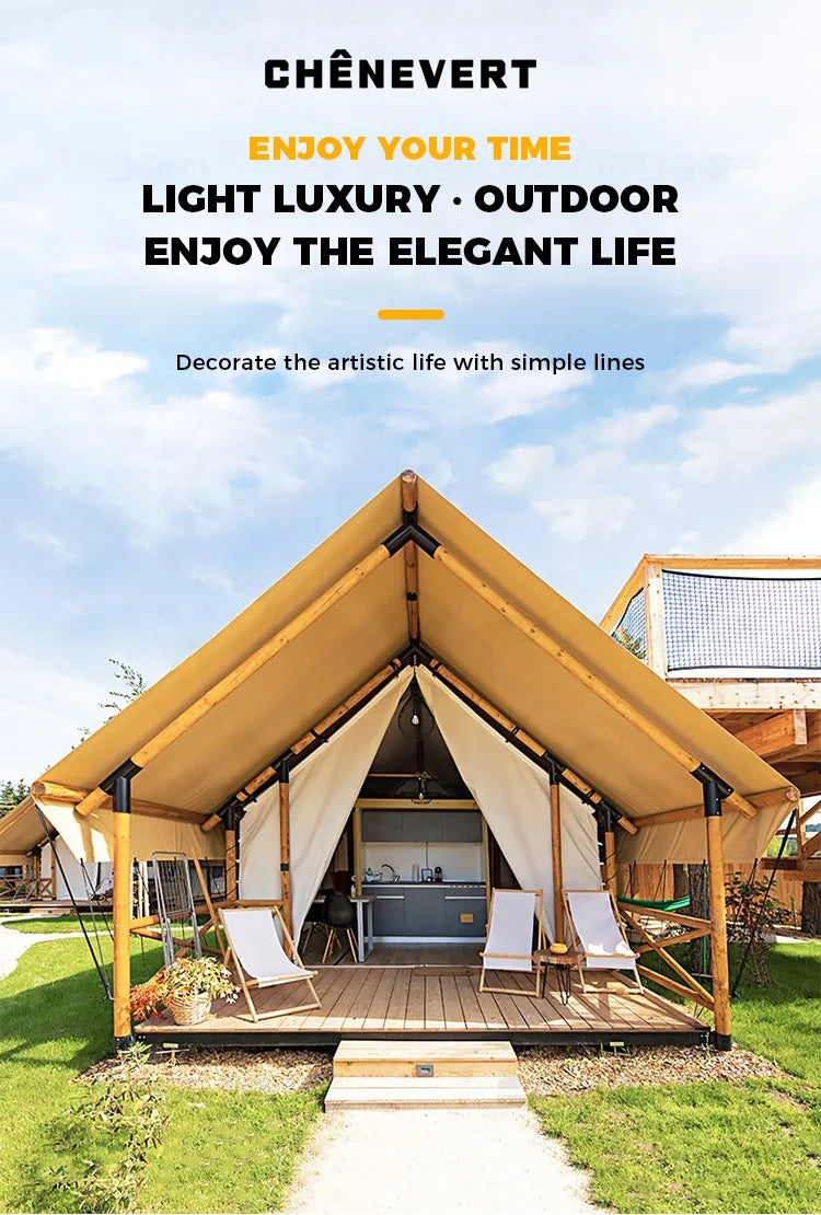 Outdoor Wild Luxury Tent Wooden Structure Jupiter Nomadic Hotel Tent Camp Travel Light Luxury Resort Homestay Tent