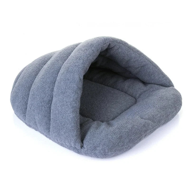 Pet Dog Cave Bed Thick Fleece Warm Soft Slipper Shape Beds for Puppy Cats Tent Sleeping Mats Winter Pets Indoor Triangle Nest