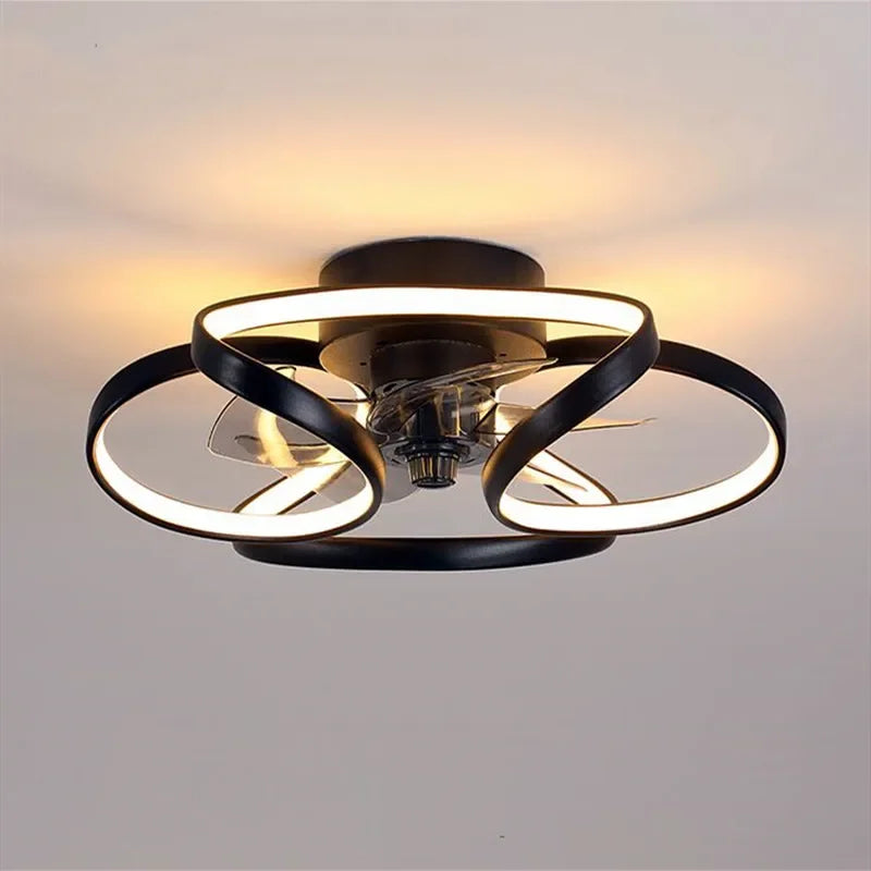 Modern Luxury LED Ceiling Fan Light Creative bedroom Living Room Celing Fan with Light APP Remote Control Invisible Electric Fan