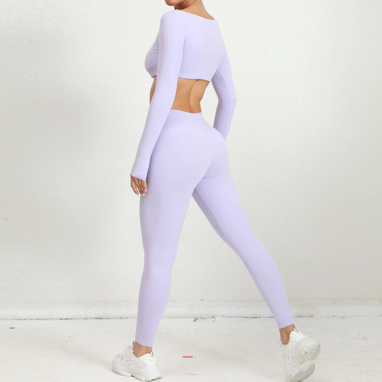 Women Tracksuit Yoga Set 2PCS Sportswear Workout Clothes Athletic Wear Gym Legging Fitness Bra Crop Top Long Sleeve Sports Suits