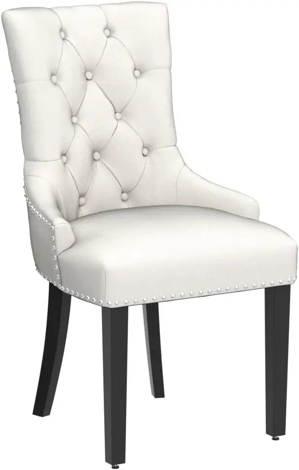 Modern Elegant Button-Tufted Upholstered Fabric With Nailhead Trim Side Chair for Dining Room Accent Chair for Bedroom