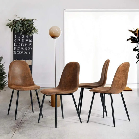 Modern Mid-Century Style Dining Room Side Chairs Accent Chairs with Black Metal Legs Comfortable for Kitchen Lounge Farmhouse.