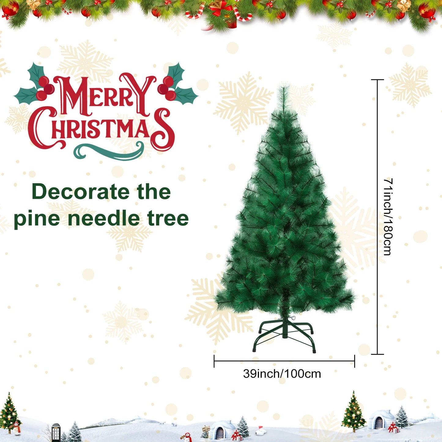 5FT/6FT/7FT pine needle Christmas tree simulation pine needle tree tender leaves Christmas decoration pine needle tree