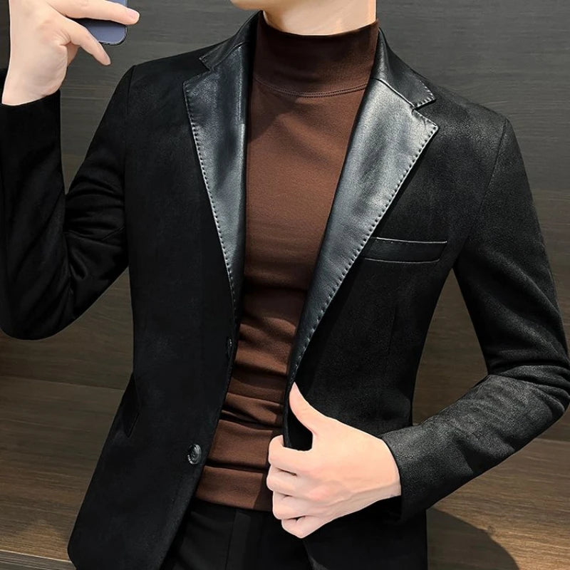 Single Breasted Splicing New In Jacket for Men Vintage Coats Luxury Designer High Quality Spring Clothes Man Suits and Blazers