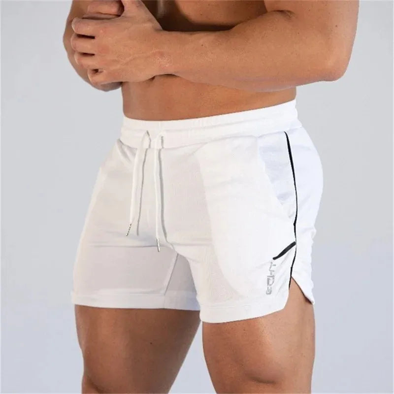 2023 NEW Fitness Sports Shorts Man Summer Gyms Workout Male Breathable Mesh Shorts Casual Beach Short Pants Men Sportswear