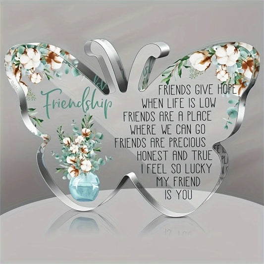 Acrylic Bestie Gifts for Women Friendship Souvenir Table Decor Female Friend Women Birthday Gifts Butterfly Desktop Decoration