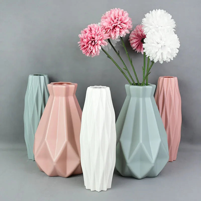 Home Simple Plastic Vase Nordic Small Fresh Flower Bottle For Flowers Modern Living Room Decoration Ornament Flower Arrangement