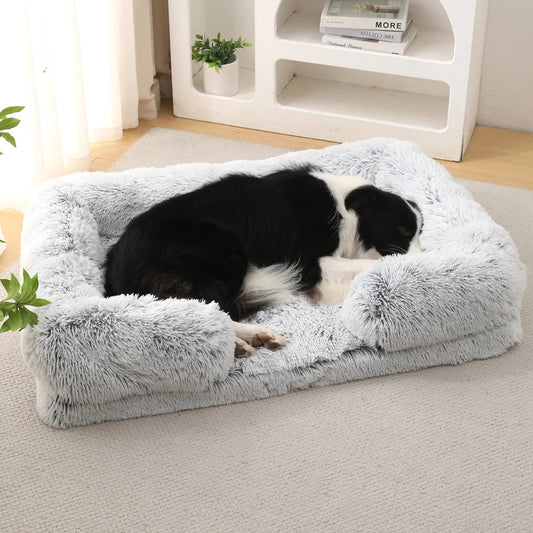 Plush Pet Dog Kennel Mat Square Open Warm Dog Sleeping Mat Elastic Detachable Cat Sofa Bed