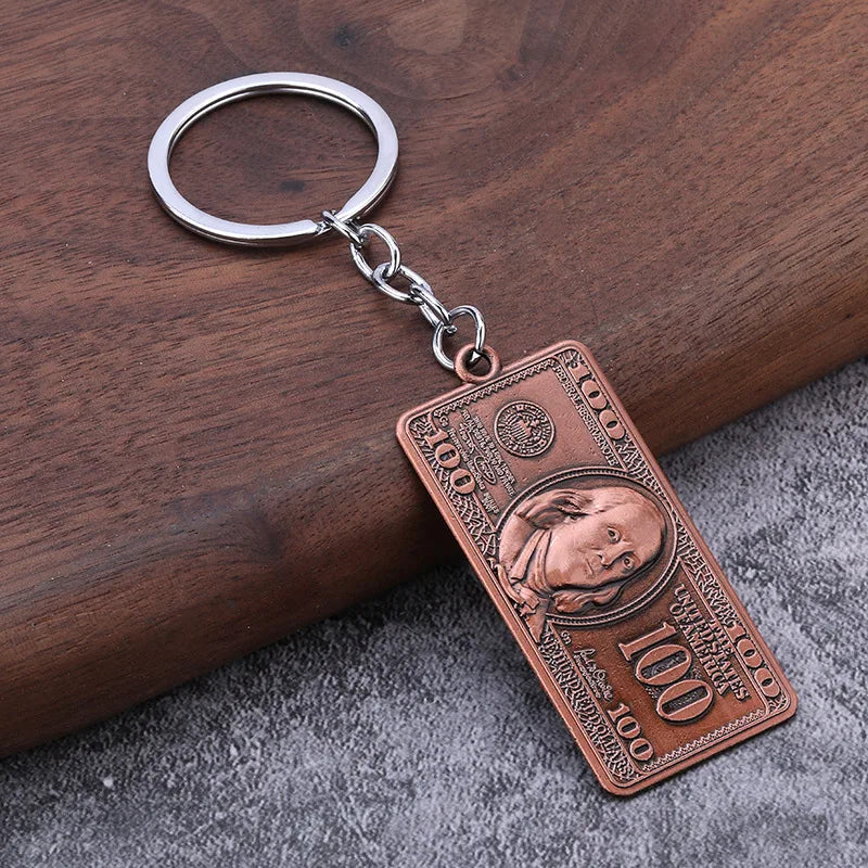 3D Mini US Dollar Keychain Hip-hop Retro Vintage Key Ring Purse Bag Backpack Car Key Accessories Friends Gifts