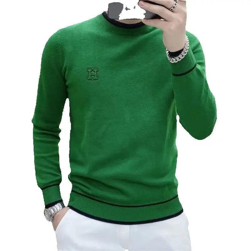 방풍니트골프 Autumn Winter Golf Wear Men 2024 Luxury Brand Golf Sweater Fashion Letter Embroidery Golf Long Sleeves Men Golf Clothing