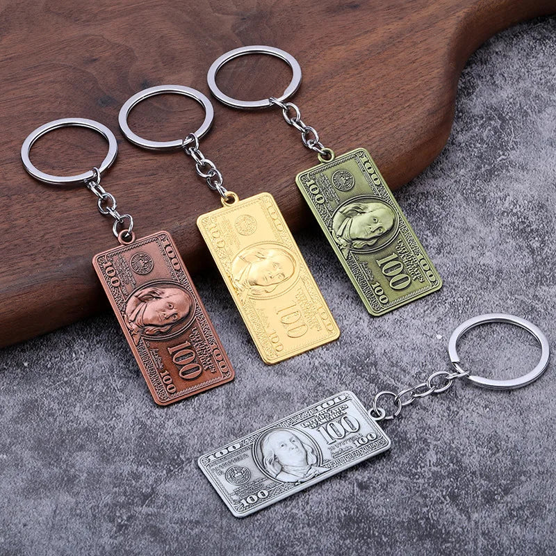 3D Mini US Dollar Keychain Hip-hop Retro Vintage Key Ring Purse Bag Backpack Car Key Accessories Friends Gifts