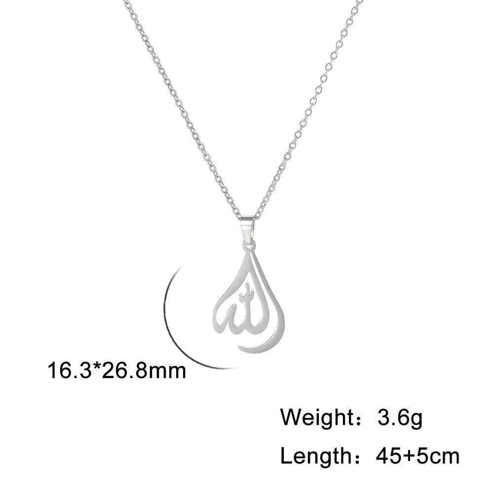 Cazador Classic Arabic God Allah Pendant Necklaces Gold Color Stainless Steel Women Men Islamic Muslim Chain Necklace Jewelry