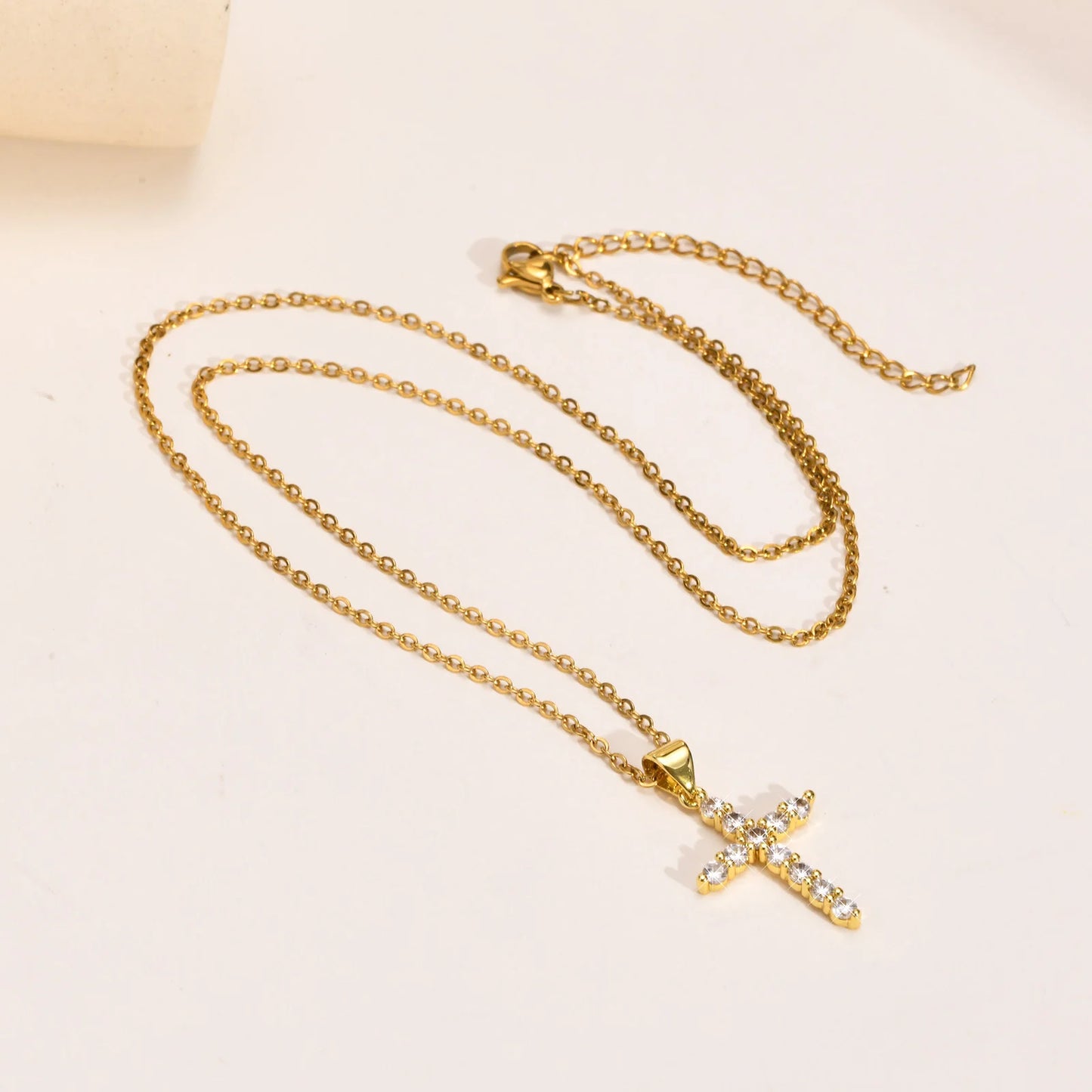 Cubic Zirconia Crucifix Cross Neckalce for Women Simple Layered Jewelry