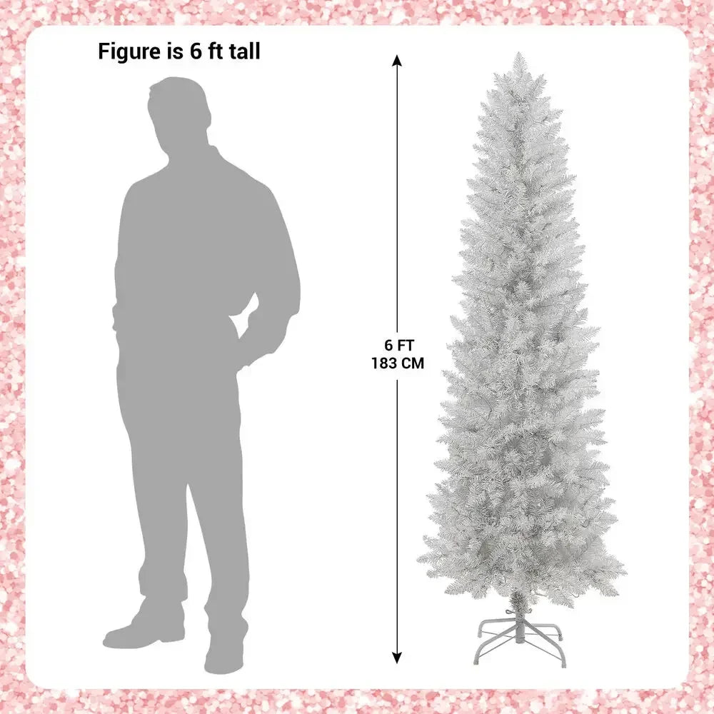 6 ft Pre-Lit Optical Fiber Christmas Artificial Tree,Color Changing Lights,Snowflakes Top Star,Fake Xmas Tree with Metal Legs