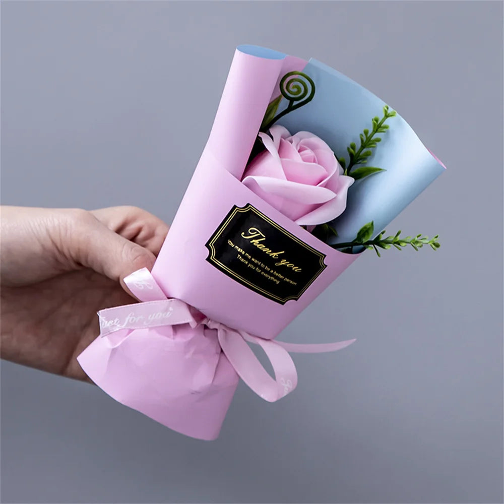 Mini Rose Soap Flower Bouquet Artificial Flowers Home Wedding Decor Valentine's Day New Year Birthday Thanksgiving Festival Gift