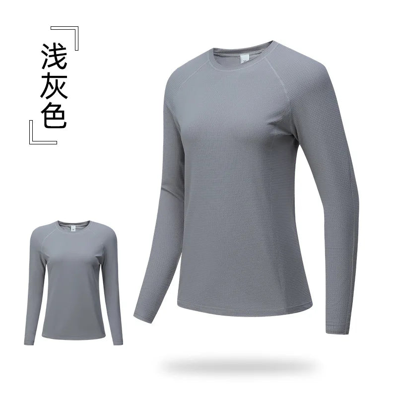 Women's Yoga Top Quick Dry Long Sleeved Ice Silk Sports Wear for Fitness Running Jogging Gym Female Workout Tops Woman T-shirt