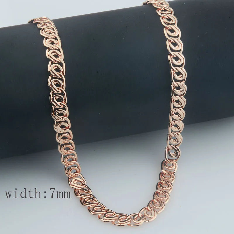 10 Style 50cm 60cm Men Women Necklace 585 Rose Gold Color ChainJewelry