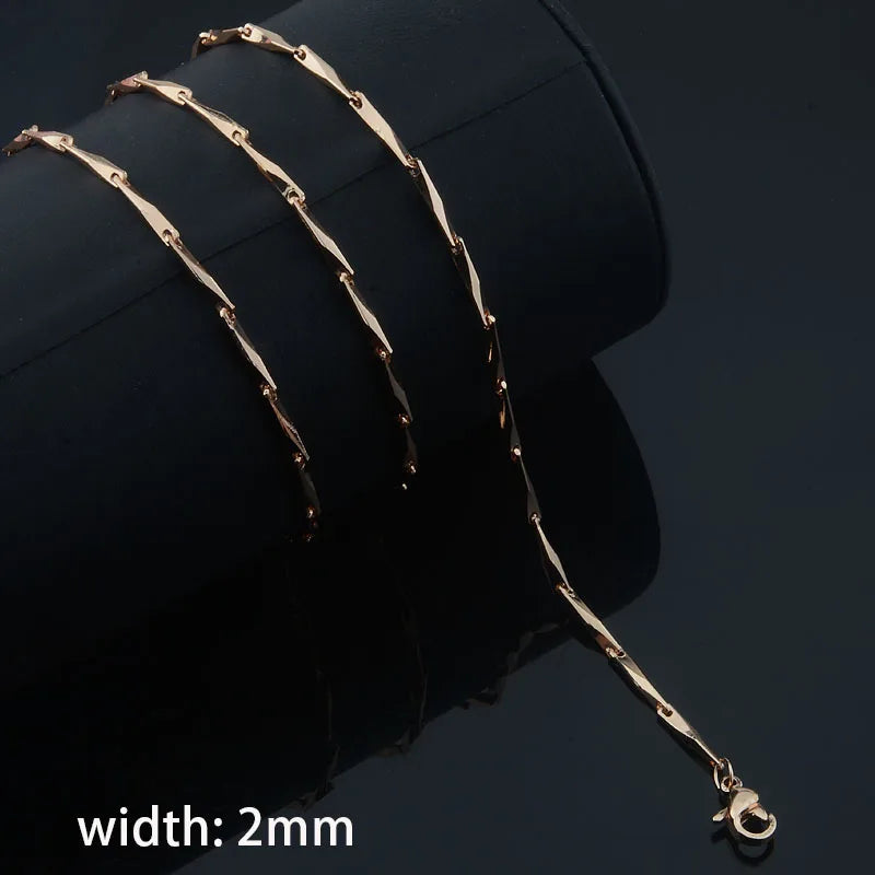 10 Style 50cm 60cm Men Women Necklace 585 Rose Gold Color ChainJewelry