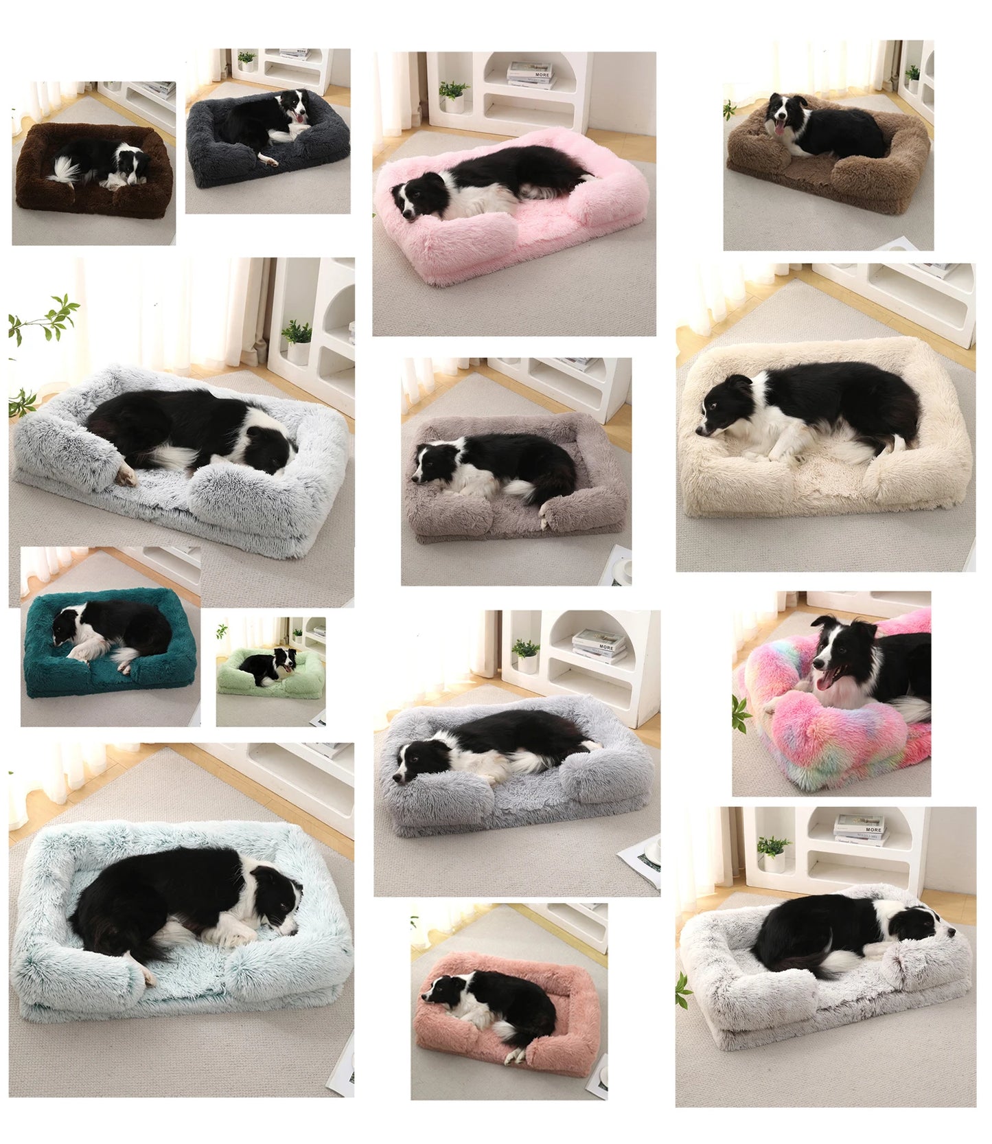 Plush Pet Dog Kennel Mat Square Open Warm Dog Sleeping Mat Elastic Detachable Cat Sofa Bed