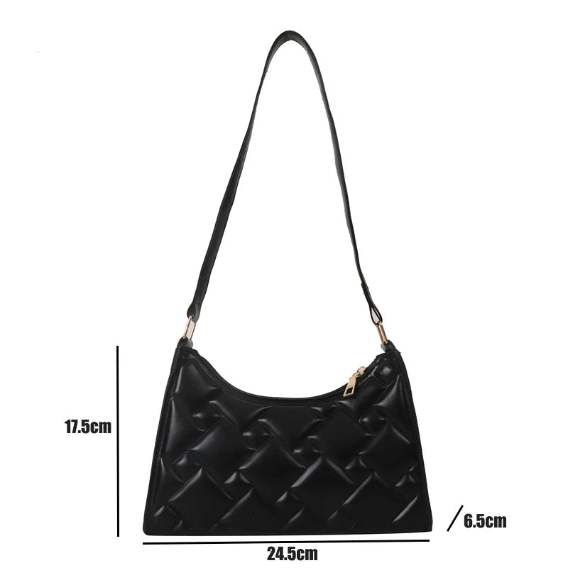 Women's Niche Trendy Shoulder Bag Leisure Commuter Handbag Solid Color Zipper Clutch Fashionable Minimalist Underarm Bag