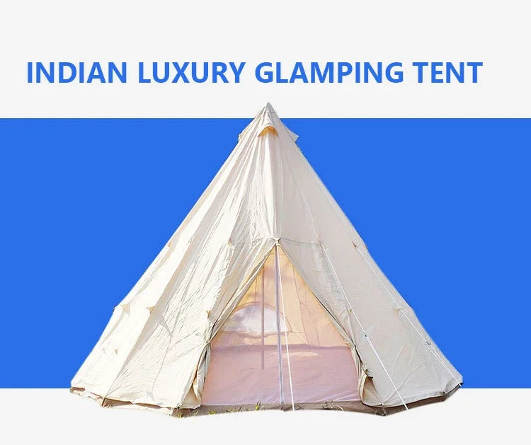 Outdoor Glamping Luxury Cotton Canvas Adults Indian Teepee Tent