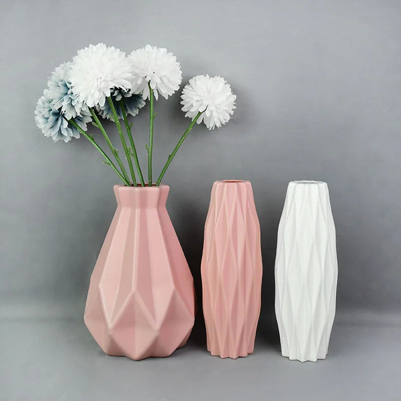 Home Simple Plastic Vase Nordic Small Fresh Flower Bottle For Flowers Modern Living Room Decoration Ornament Flower Arrangement