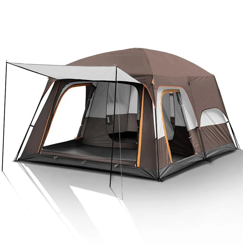 Large Luxury Double Layer Folding Family Camping Tent 4 Season 2 Room 1 Living Room Outdoor Oxford Cloth Waterproof Camping Tent