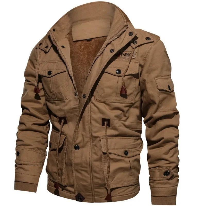 Autumn and Winter Men Trendy Jackets Military Coats Multi-pocket Jackets High Quality Male Cotton Casual Thick Warm Parkas Coats