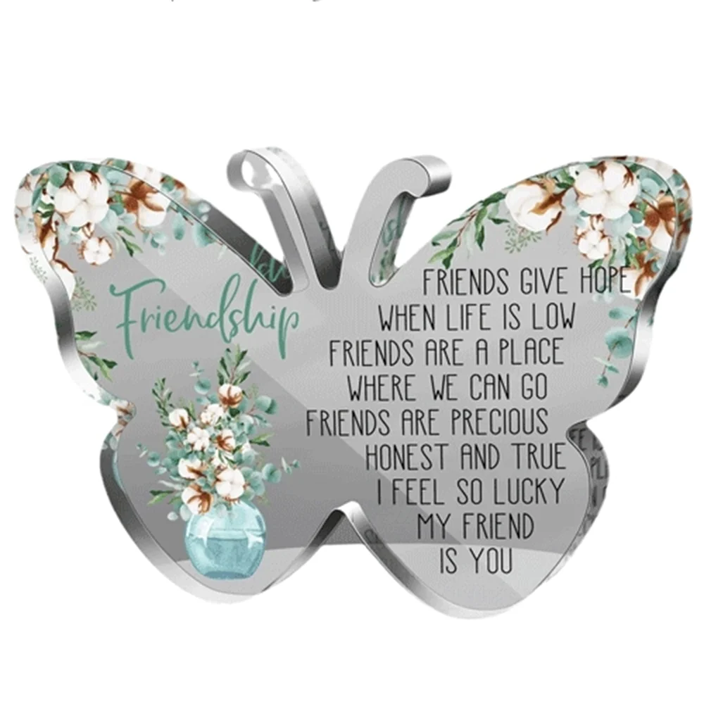 Acrylic Bestie Gifts for Women Friendship Souvenir Table Decor Female Friend Women Birthday Gifts Butterfly Desktop Decoration