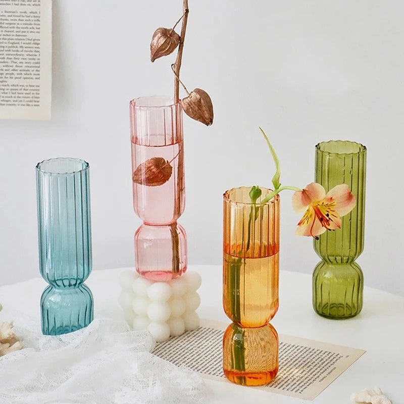 Nordic Glass Vase Small Glass Vases Flower Arrangement Home Decoration Accessories Modern Living Room Glass Ornament