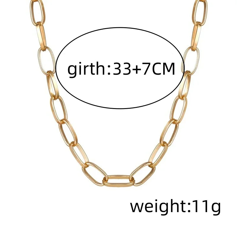 Fashion Big Retro Necklace for Women Twist Gold Color Chunky Thick Lock Choker Chain Collar Party Jewelry