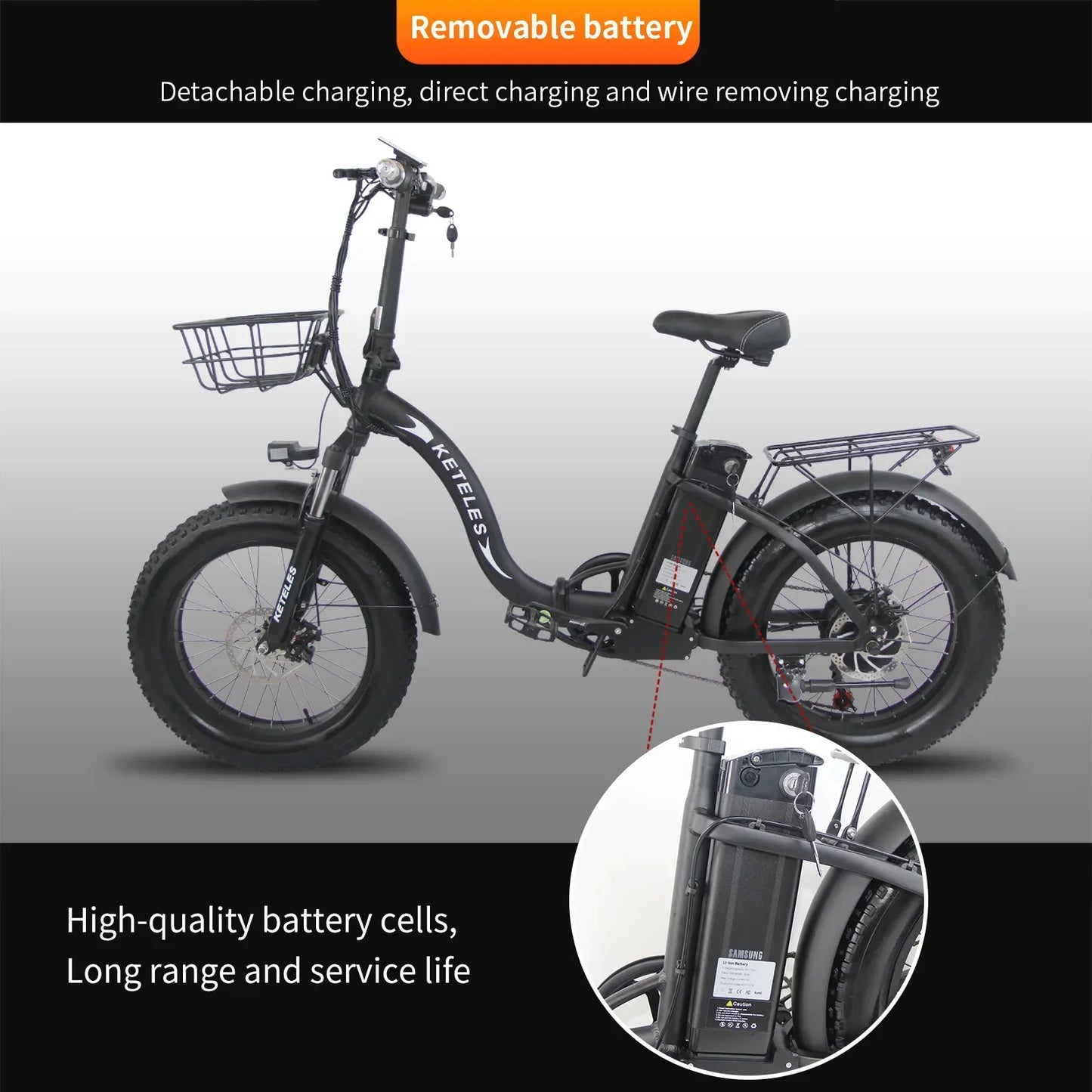 EU warehouse high quality cheap fast 1000W folding snow fat wide tire 20"cargo e-bike food delivery electric bike w basket set