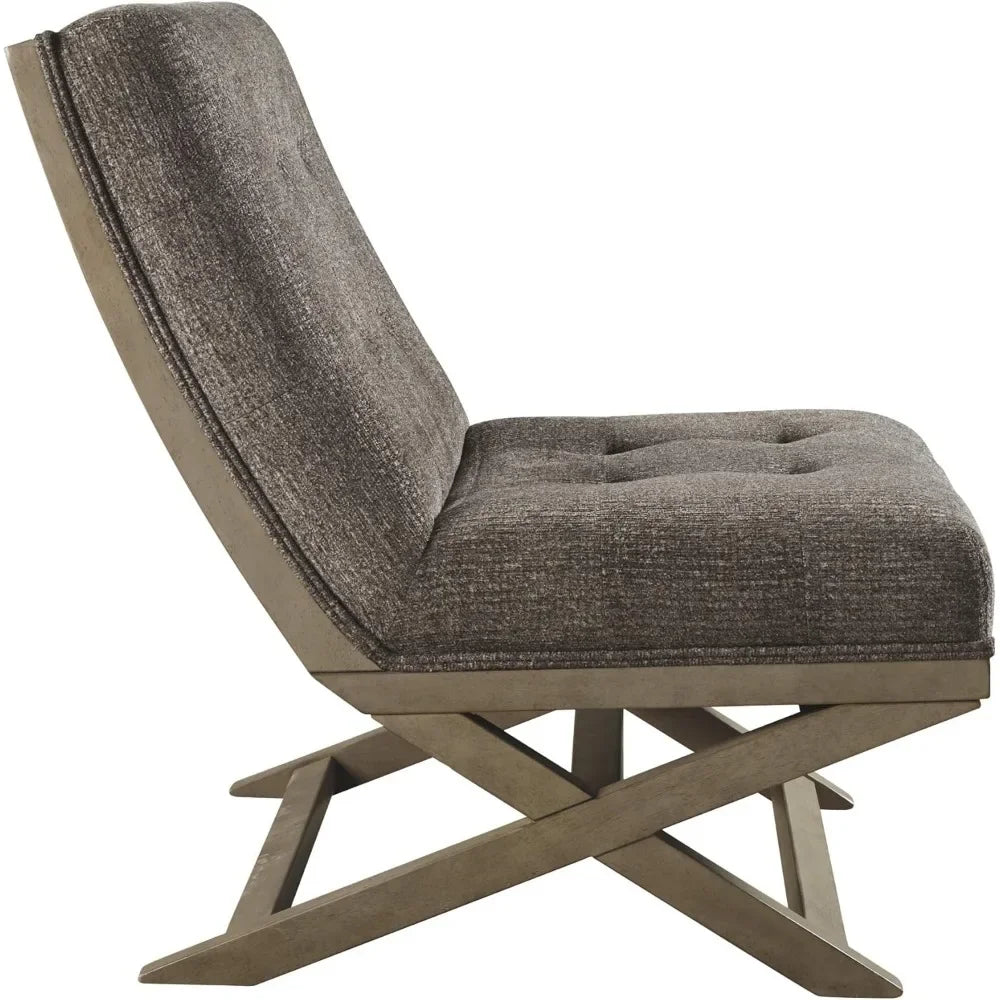 Coastal Tufted Accent Chair, Relax on foam cushions wrapped in a polyester blend upholstery, CHIC DETAILS, Grayish Brown