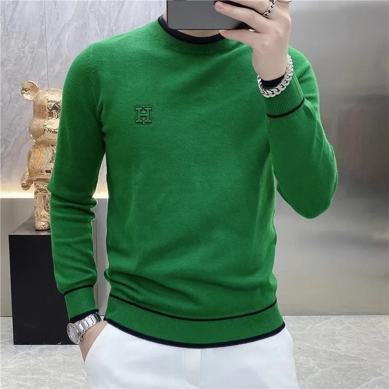 방풍니트골프 Autumn Winter Golf Wear Men 2024 Luxury Brand Golf Sweater Fashion Letter Embroidery Golf Long Sleeves Men Golf Clothing