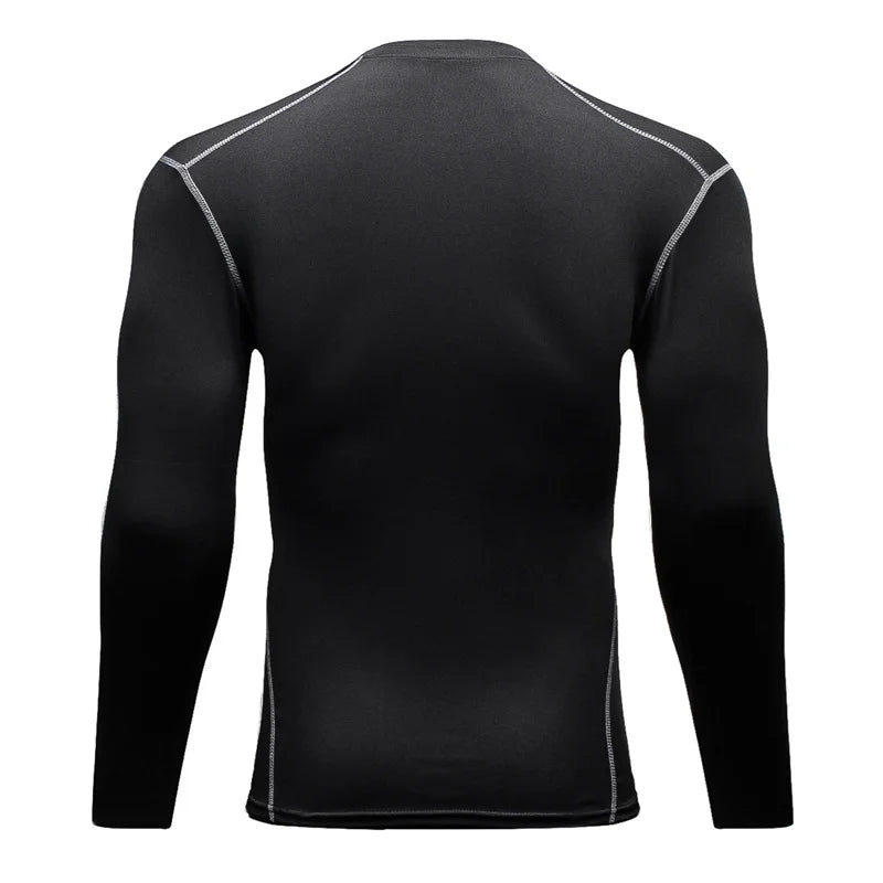 Men Undershirts Thermal Underwear Thin Fleece Elastic Compression Fitness For Winter Running Hiking Skiing Sports Wear