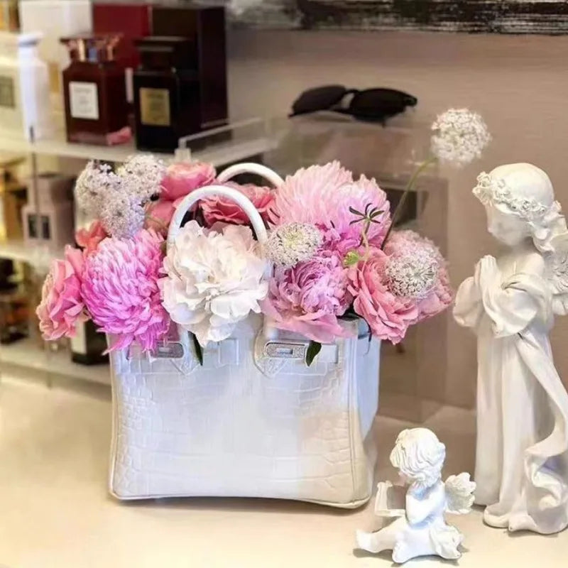 Creative Decoration Handbag Shape Flower Vase Living Room Desk Decor Fashion Resin Vases Bedroom Aesthetic Home Decoration