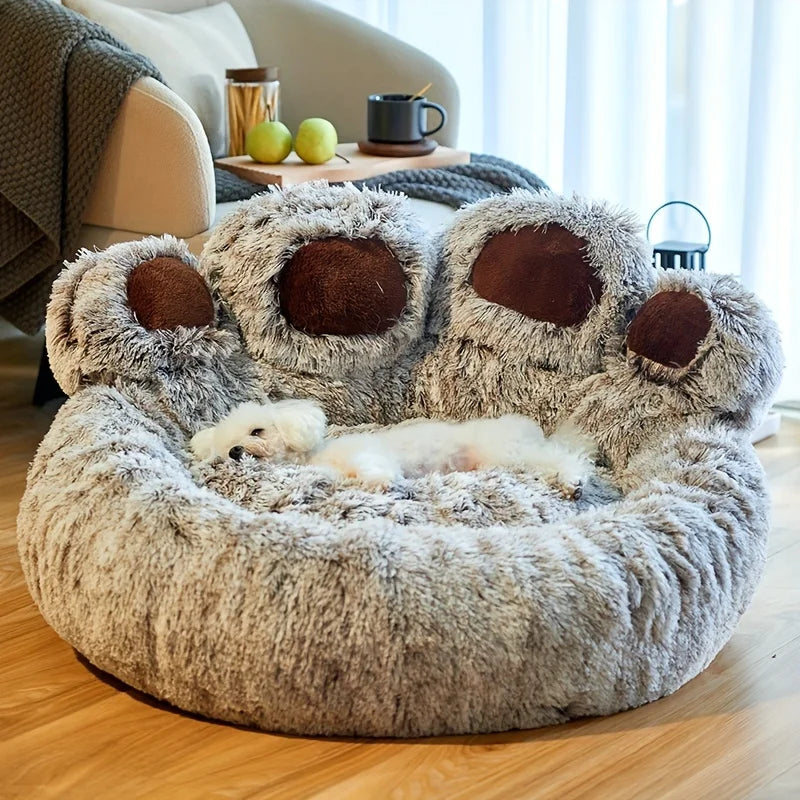 Dog Bed Cat Pet Sofa Cute Bear Paw Shape Comfortable Cozy Pet Sleeping Beds For Small Medium Large Soft Fluffy Cushion Dog Bed