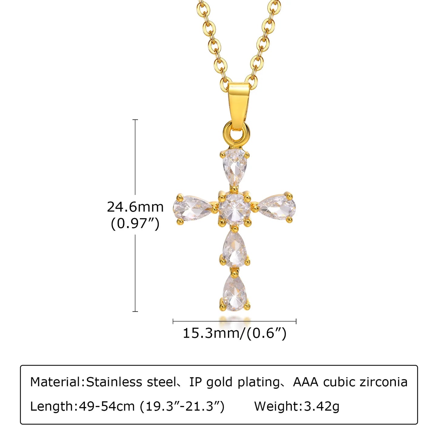 Cubic Zirconia Crucifix Cross Neckalce for Women Simple Layered Jewelry