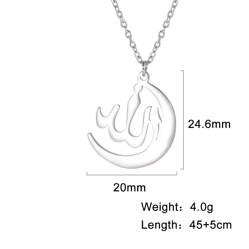 Cazador Classic Arabic God Allah Pendant Necklaces Gold Color Stainless Steel Women Men Islamic Muslim Chain Necklace Jewelry