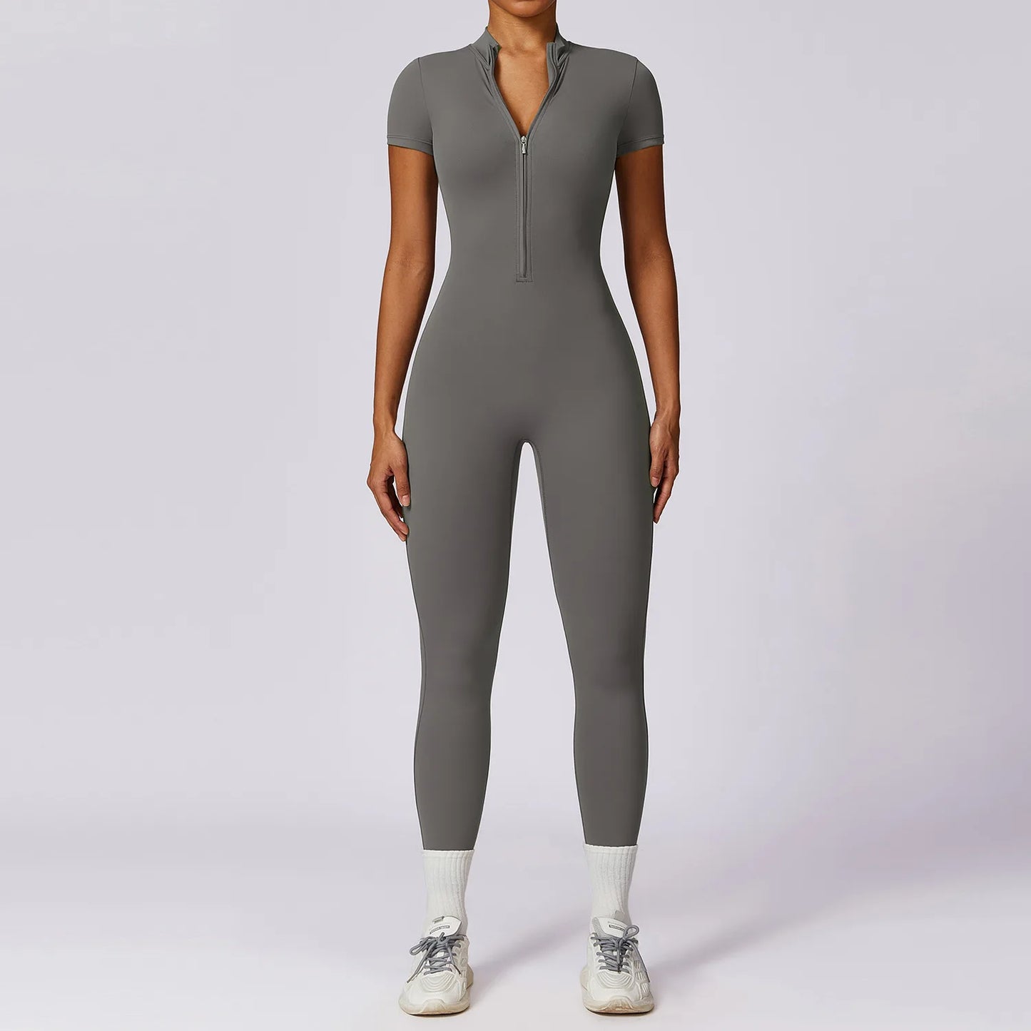 Women Sportswear Zipper Rompers Sports Jumpsuit Woman Fitness Overalls Workout Yoga Set Female Gym Short Sleeve One-Piece Suit