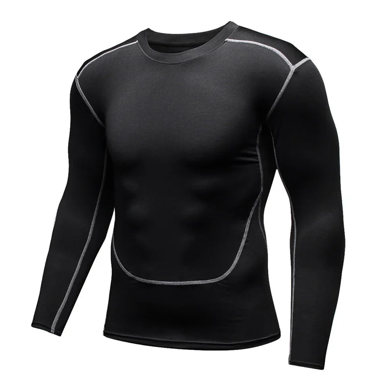 Men Undershirts Thermal Underwear Thin Fleece Elastic Compression Fitness For Winter Running Hiking Skiing Sports Wear