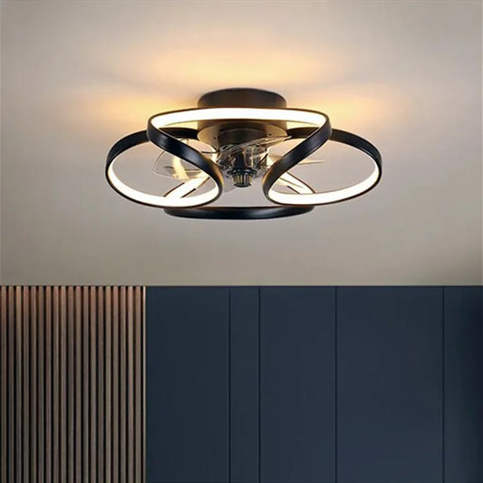 Modern Luxury LED Ceiling Fan Light Creative bedroom Living Room Celing Fan with Light APP Remote Control Invisible Electric Fan